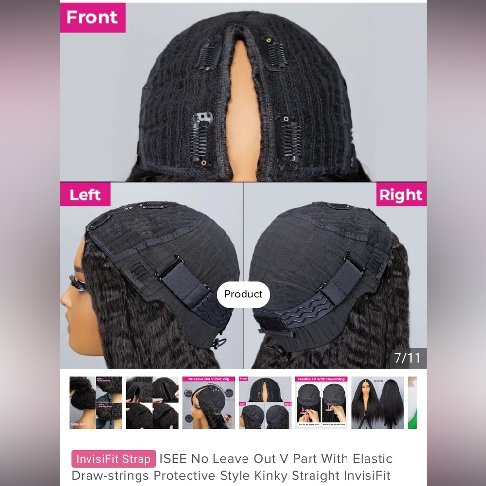 Kinky Straight Glueless Wig - Picture 4 of 6